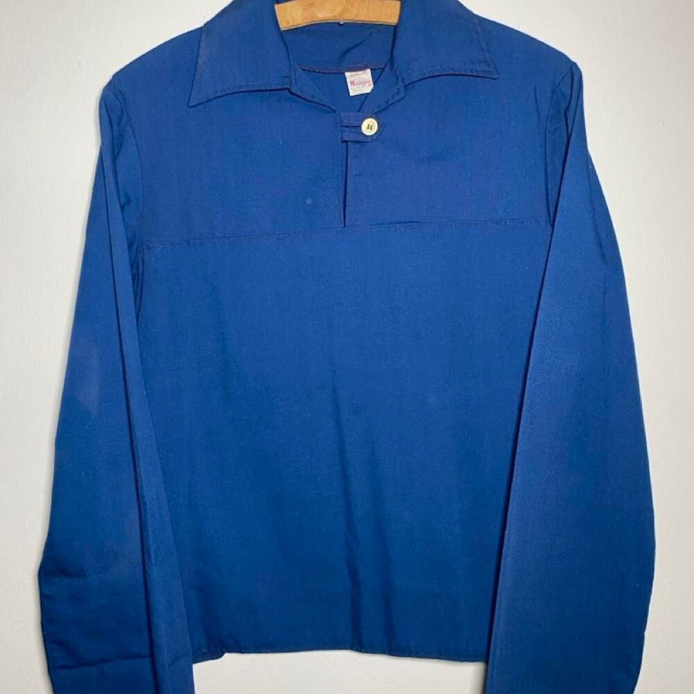 Vintage 80s Wrangler Retro Long Sleeve Collared Shirt Size Medium